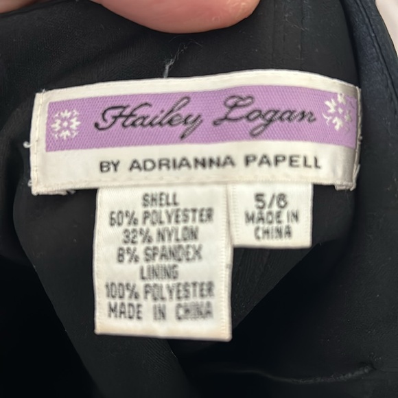 HAILEY LOGAN - Adrianna Papell black ruffle formal short dress prom size 5/6 - Picture 7 of 7